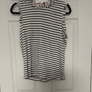 Boden Tank with Ruffles, Dark Navy/White, Size UK16/US12